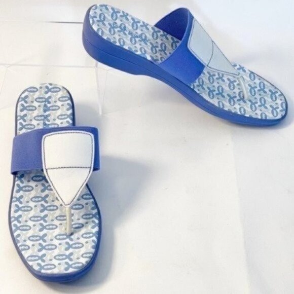 Fresh Produce Periwinkle Blue Fishy Thong Sandals shoes size 9 Flip flops - Picture 1 of 12